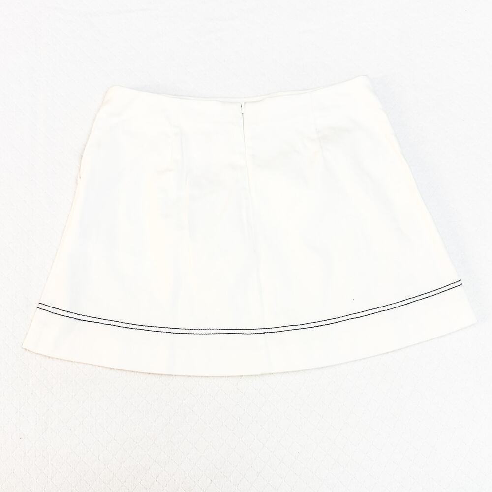 Zara Navy Style Mini Skirt Conference Cream Blue Button Size L NWT - Picture 5 of 6